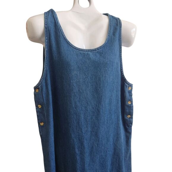 PTNY VTG  Maxi Denim Tank Dress-Relaxed Fit-Side Buttons and Slits-90s Grunge L - Picture 4 of 7